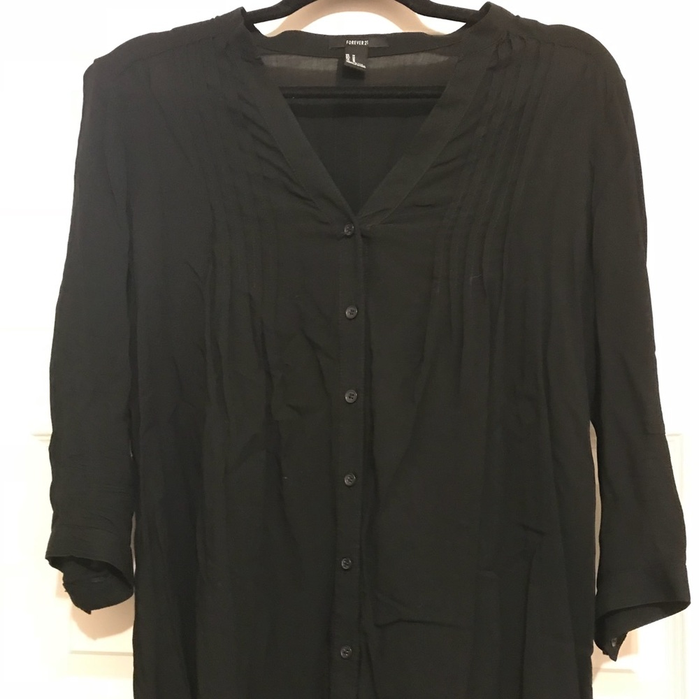 Forever 21 black 3/4 sleeve tunic blouse, size S